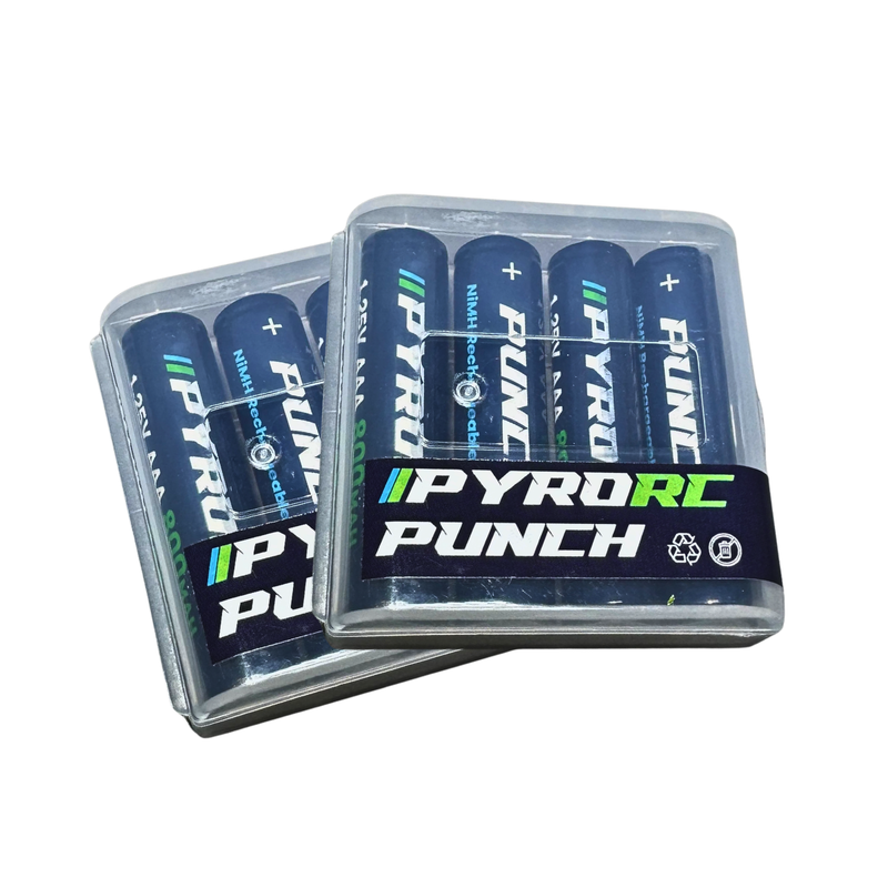 2 Pack Combo - PyroRC Punch 800mAh NiMH AAA Rechargeable Batteries (8PCS)