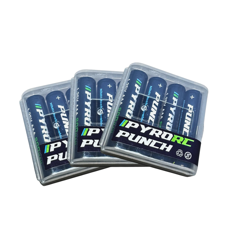 Pyro Vping Battery 3 Pack Combo - PyroRC Punch 800mAh NiMH AAA Rechargeable Batteries (12 ...