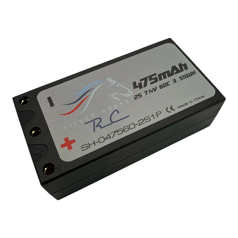 Silver Horse 475mAH Hardcase Lipo Battery 7.4V | 60C | Hardcase | 2mm Bullet Connectors
