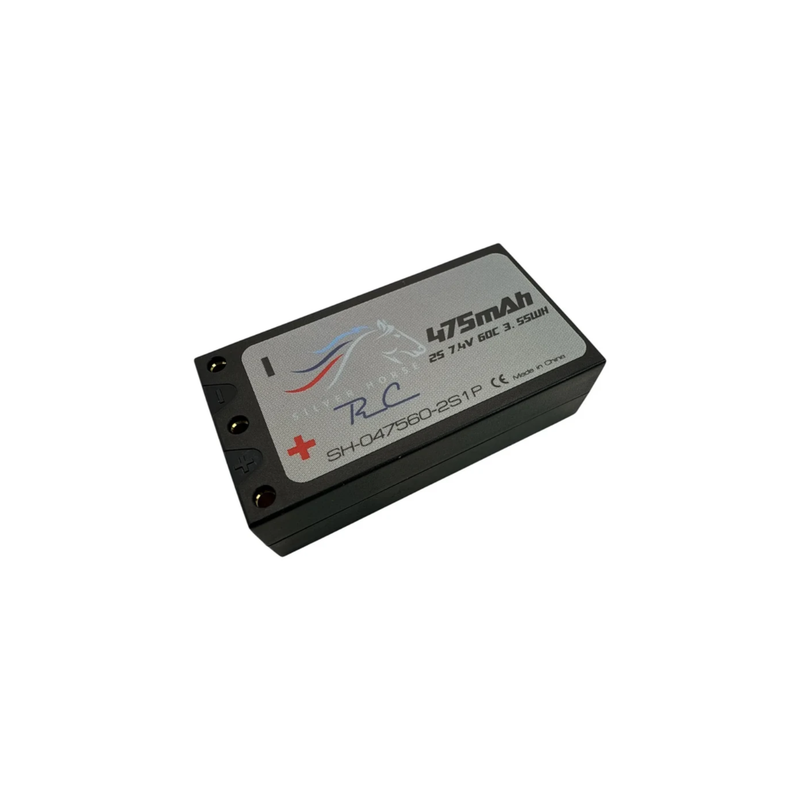 Silver Horse 475mAH Hardcase Lipo Battery 7.4V | 60C | Hardcase | 2mm Bullet Connectors