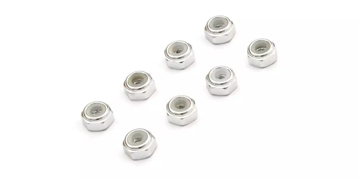 Kyosho M2 Aluminum Nylon Color Nut 8PC (Silver) — Pyro RC