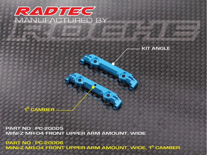 Radtec Mini-Z MR-04 Front Upper Arm Mount - Wide (1 Degree Camber)